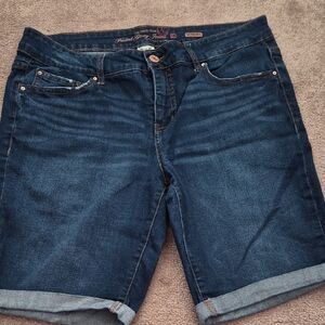 Faded Glory Dark Blue Rolled-Hem Bermuda Denim Shorts